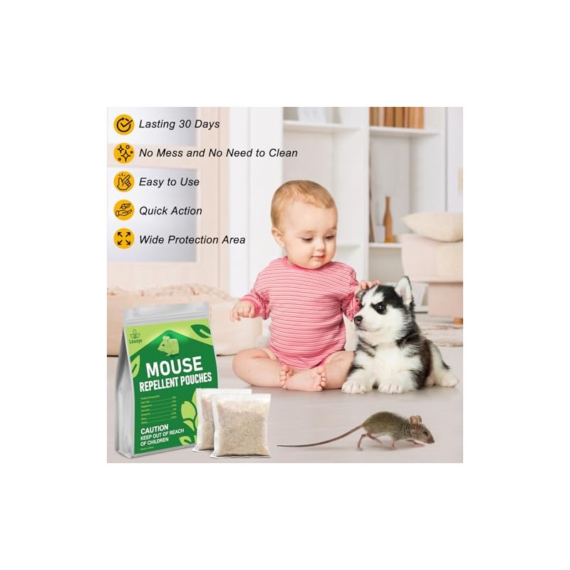 Mouse Repellent Pouches,30 Pack Peppermint Oil Rodent Repellent for Car