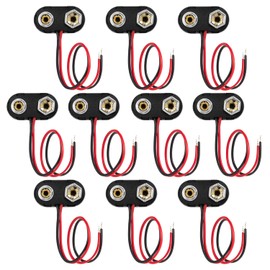 Chanzon UL Wire 9v Battery Clip Connector Holder T-Type with Hard Plastic Shell and Lead Wire Pack of 10pcs kit for Arduino LED Strip