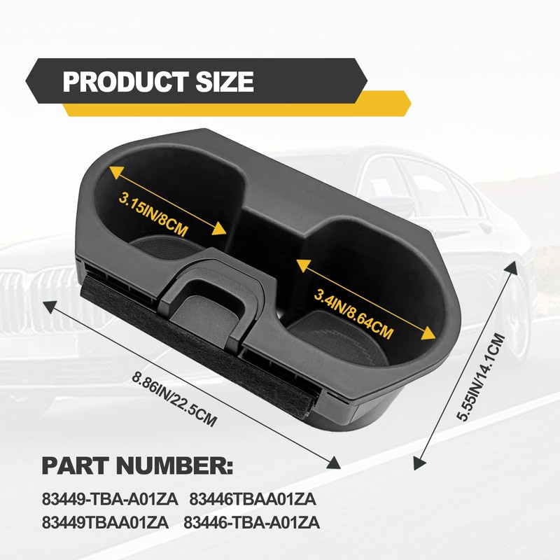 Cup Holder Insert for 2016-2021 Honda Civic (LX/EX/Si/Sport/Hatchback) – Center