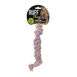 Ruff Play TPR/Rope Dental Bone Dog Toy, Medum, Purple - Teething Toys, Durable Dog Chew Toys, Rubber Chew Toys, Dog Rope Toy for Teeth Cleaning, Aids Dogs Dental Health