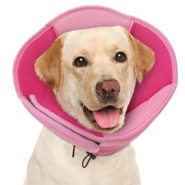 AOFITEE Large Dog Cone- Adjustable Cone for Dogs After Surgery, Breathable Soft Cone Dog Collar to Prevent Licking Wounds, Pet Elizabethan Collar for Large Dogs, Pink L