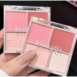 Blushers for Cheeks Make Up, 4-In-1 Pink Blusher Palette, Powder Blush Peach Coral Pink, Matte Long Lasting Blendable Highly Pigmented Natural Korean Makeup for Women, Suitable for All Skin Tones