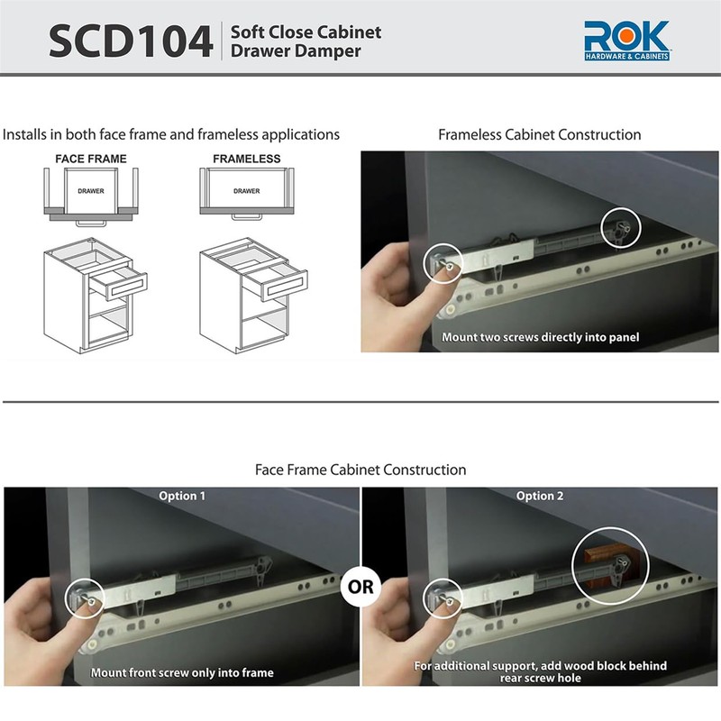 10-Pack Rok Hardware Soft Close for Wood Drawers/Soft Close Drawer