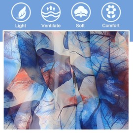 GWAWG Summer Scarf Women's Thin Chiffon Scarf, Leaf Blue