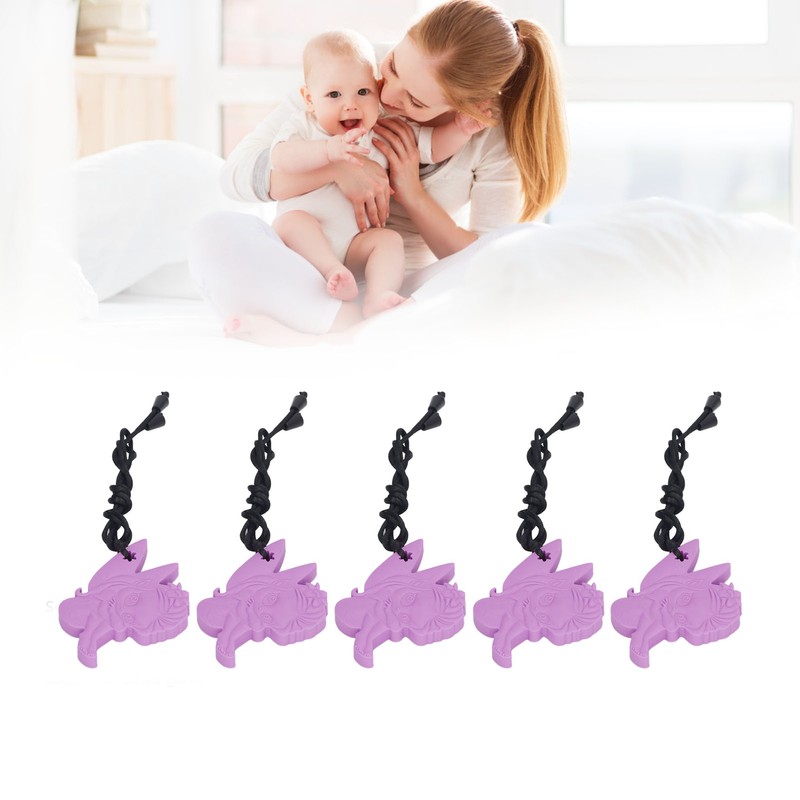 5Pcs Chew Necklace Food Grade Silicone Chewing Pendant for Toddlers