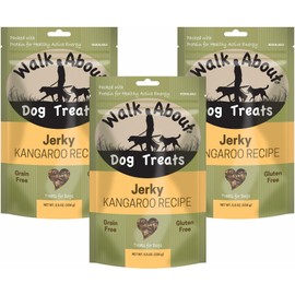 Walk About 3 Pack of Kangaroo Jerky Dog Treats, 5.5 Ounces each, Single Meat Protein