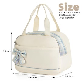 Lunch Bag for Women Men Cute Tote Bags Reusable Insulated Beach Box Case Large Capacity Cooler Purse for Work Picnic Travel Office Camping Handbag School Bookbag for Girls,Teen,College,Student Beige