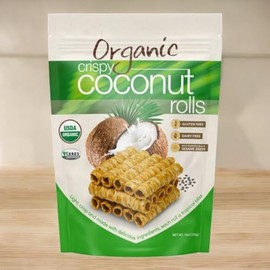 Organic Crispy Coconut Rolls with Black Sesame Seeds – 11 oz Resealable Bag