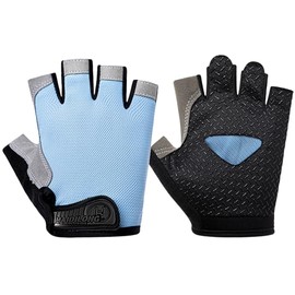 Plus Nao Driving Gloves, Fitness Gloves, Fingerless, Anti-slip, Men's, Women's, Car Goods,, blue (light), L