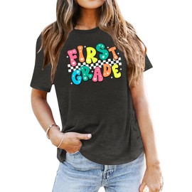 RECUTEWU First Grade Teacher Shirts for Women: Teach Life T-Shirts Tops Teaching Gifts Inspiration Blouse Tees