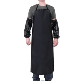 Somotersea Waterproof Rubber Vinyl Apron and Arm Sleeves Covers Ultra Lightweight Chemical Resistant Industrial Apron