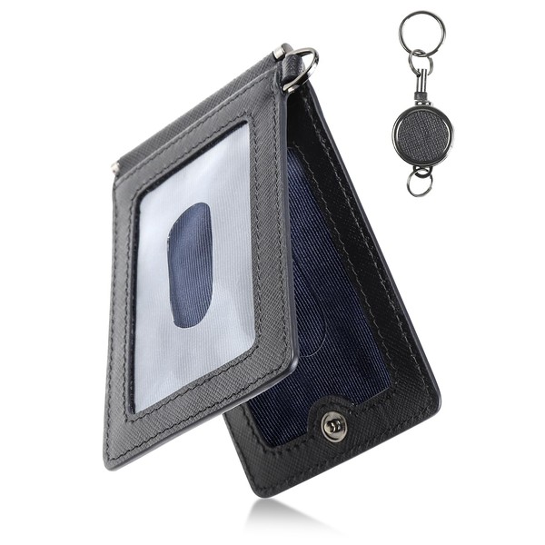 Mura Men's Passcase ID Card Holder with Reel Genuine Leather,