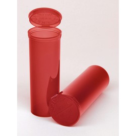 W Gallery 75 Translucent Red Vials - 60 DRAM Pop Top Bottle - Airtight Smell Proof Containers - Medical Grade Plastic Prescription Bottles for Pill Herb Flower Supplement, Bulk Pack, Not Glass Jars