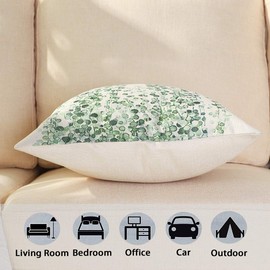 JOTOM set of 4 cushion covers tropical plants leaves decorative sofa cushion cover geometric pattern 45 x 45 cm, 45 x 45 cm