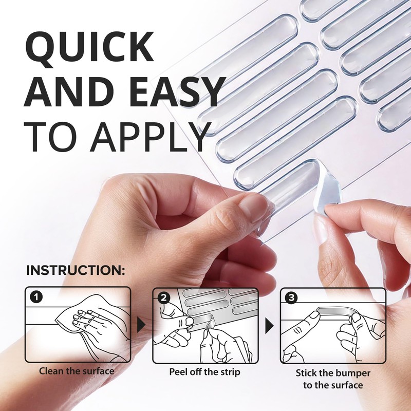 X-Protector Cabinet Door Bumper Strips - 40 PCS - Clear