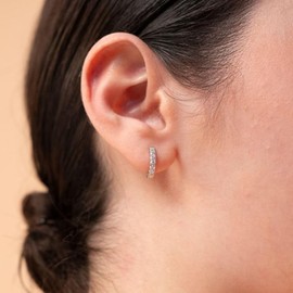 QUADRI 925 Silver Stud Earrings with Zircons - Heart, Hoop Earrings, Stud Earrings - 925 Silver Stud Earrings - Women's Jewellery Made in Italy - Earrings Silver Stud Earrings Included Gift Box,