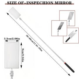 Tucnoeu 2 Stück Inspektionsspiegel Teleskopspiegel Teleskop Spiegel Ausziehbar, 360° Drehbar, 30-89cm