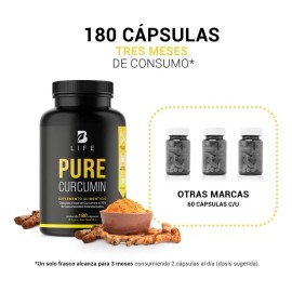 Curcumina Pura Al 95% 180 Cápsulas Pure Curcumin B Life