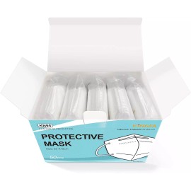 Kingfa KN95 White Face Mask 50 Pcs Disposable Respirator 5-Ply Layer GB2626-2019