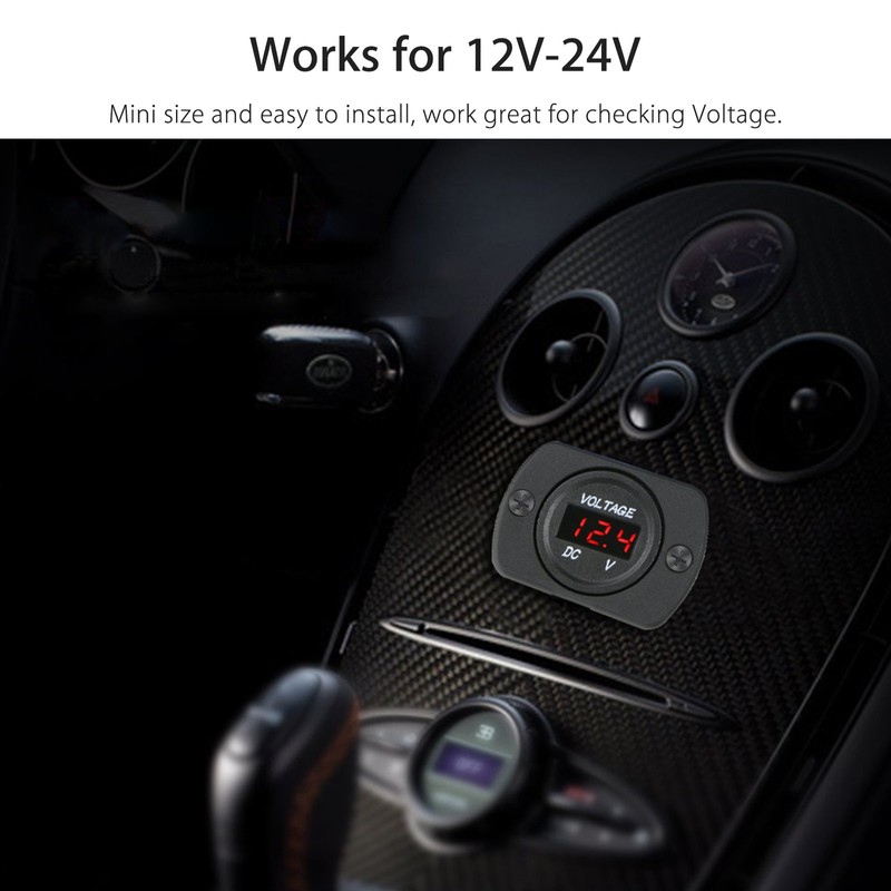 DC 12V 24V Car Voltmeter with LED Digital Display and