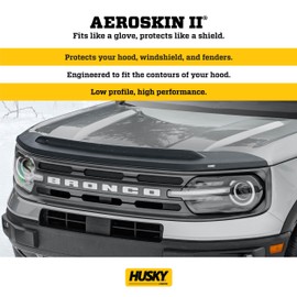 Husky Liners Aeroskin II Hood Protector | Fits 2009-2024 Dodge Ram 1500 (19-24 Classic Body Only, No Sport & Rebel Models) | Low Profile Deflector/Bug Shield - 1 pc., Textured Black | 2830004