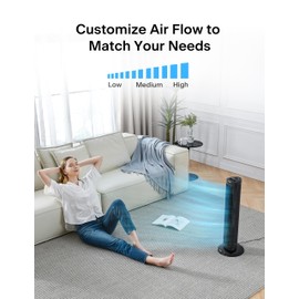 PELONIS 30 Inch Oscillating Tower Fan with 3 Speed Settings and Auto-off Timer, Standing Fan PFT28A2BBB, Black, medium