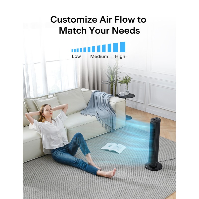 PELONIS 30 Inch Oscillating Tower Fan with 3 Speed Settings