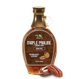 Green Jay Gourmet Sugar Free Maple Praline Syrup - No Sugar Premium Breakfast Syrup with Maple, Butter & Praline Flavors - All-Natural, Non-GMO Pancake Syrup, Waffle Syrup & Dessert Syrup - 12 Ounces