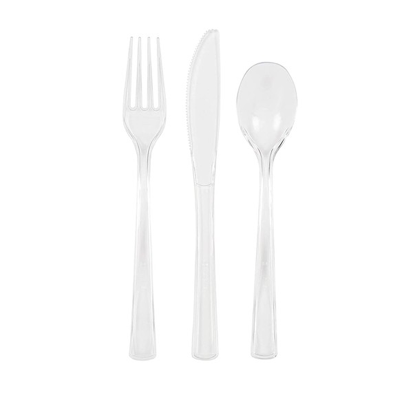 Elegant White Solid Assorted Plastic Cutlery - 18ct - Stylish Disposable Silverware for Weddings, Parties & Events