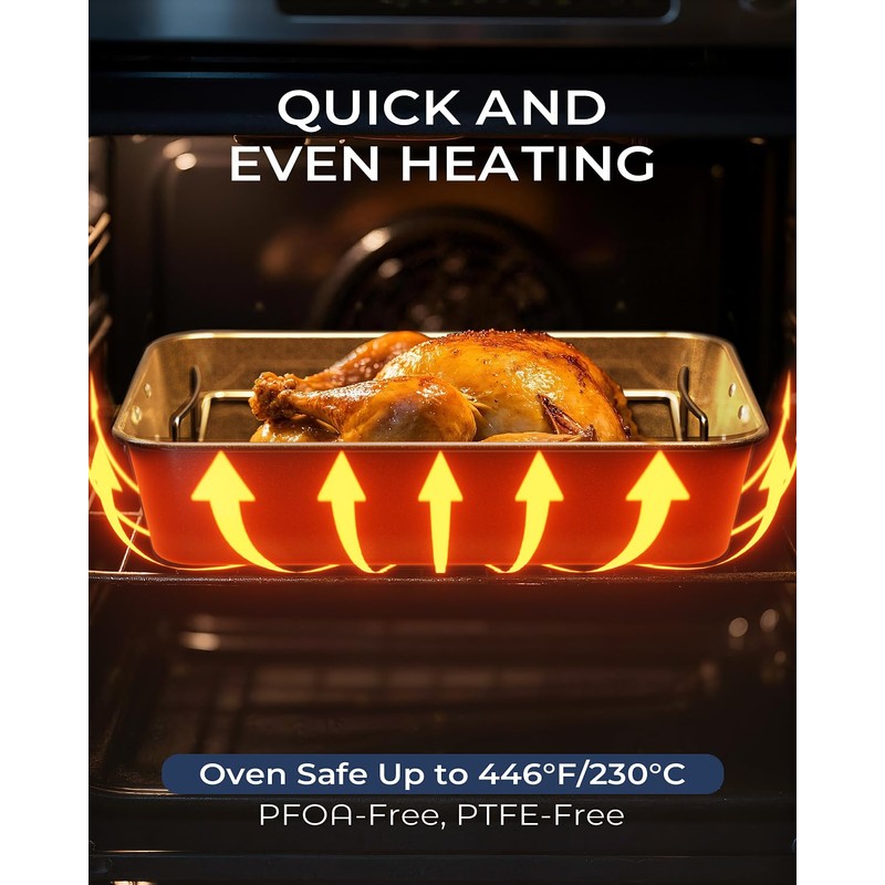 Armorbear Turkey Roasting Pan with Rack Non stick Carbon Steel