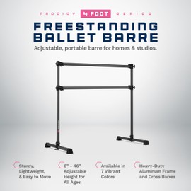 VITA Barre Portable Freestanding Double Ballet Barre, Prodigy, 4 Ft Bars, Dark Mystic Gray | Adjustable Height, USA Made, Home or Gym Exercise Equipment for Kids & Adults | Dance, Fitness, Pilates