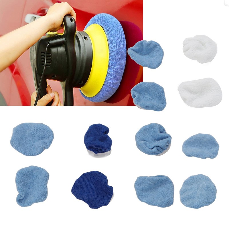 12pcs Car Polishing Pad Bonnet Set Strong Adsorbing Microfiber Synthetic