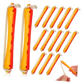 Baluue 24Pcs Spiral Hair Perm Rods with Rubber Bands Dual Color Styling Tools for Home DIY and Salon Use for Hair Curls and Wavy Styles