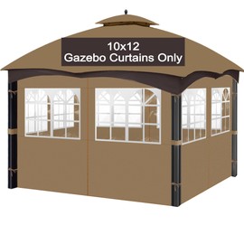 Bstge 10'x12' Gazebo Curtains Outdoor Waterproof with PVC Windows, 4-Panel Sidewalls Universal Replacement Privacy Curtain, Outdoor Gazebo Curtains for Patio, Backyard(Curtains Only)