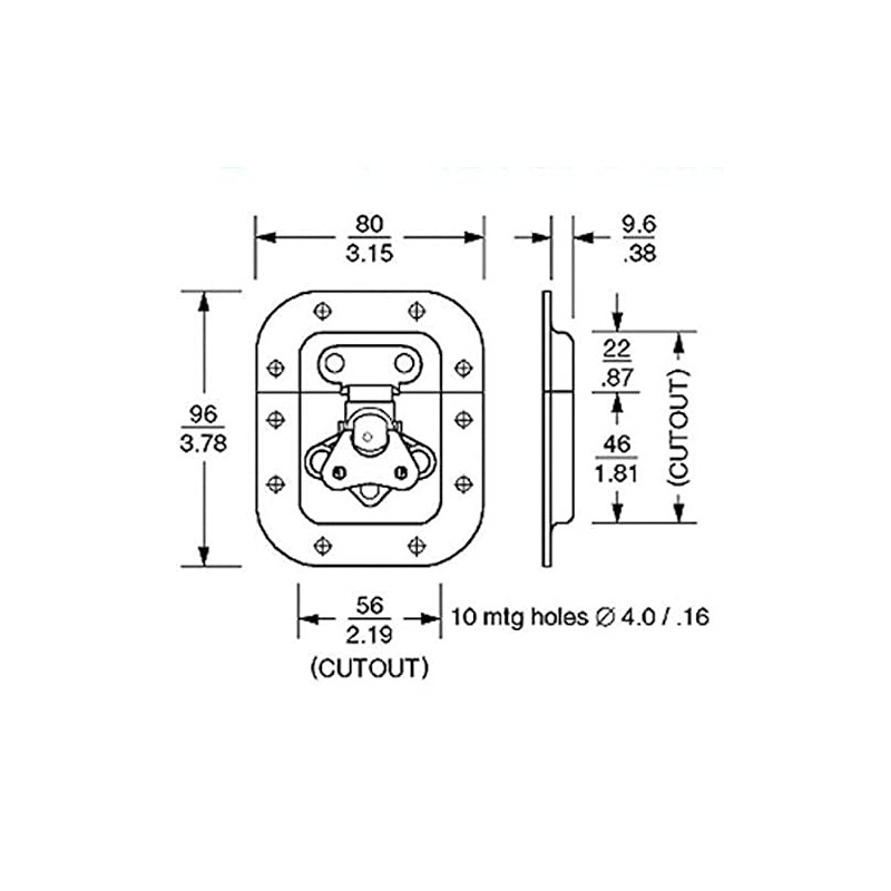 Penn Elcom Genuine 3758 Zinc Recessed Butterfly Latch - Rack
