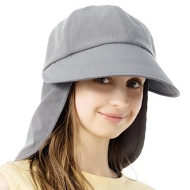 Loo&c Women's Hat, Large Size, Wide Brim, Eleanor Casket, Neck Guard, Cool to Contact, 100% Light Shield, UV Protection, Spring and Summer, Adjustable Size, Includes Chin Strap, 2-Way Cap, gray