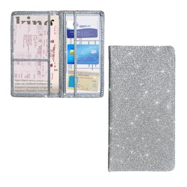 Ziciner Car Registration and Insurance Holder, Auto Card Document Glove Box Organizer with Magnetic Closure, Universal Vehicle Interior Accessories for Cars SUVs (Silver-Large)