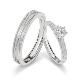 Meissa Paar-Ringe Eheringe Silber 925 Paarpreis Funkelndes Diamantdesign Perfekt f√ºr Verlobung Heirat und Hochzeit Ideales Geschenk zum Jahrestag Valentinstag, Set aus zwei Ringen