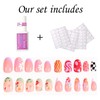 96Pcs Almond Press-On Nails - Cute Floral Cherry Blossom Designs