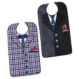 FunnAura 2 Pcs Adult Bibs for Elderly Washable, Adults Bib for Men Funny Adjustable Eating Clothing Protectors