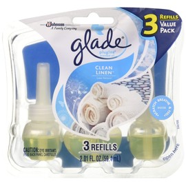 Glade PlugIns Refills Air Freshener, Scented and Essential Oils for Home and Bathroom, Clean Linen, 2.01 Fl Oz, 3 Count