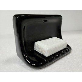 Black Ceramic Soap Dish Tray Shower Bathtub Vintage Mid Century Modern Vintage Retro