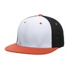 Pacific Headwear Standard Premium M2 Performance Trucker Flexfit Cap, White/Black/Orange