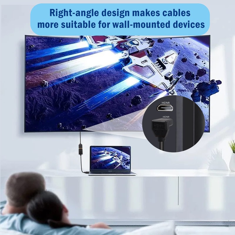 PNGKNYOCN 8K HDMI 2.1 Short Cable, 0.3m 90 Degree Ultra