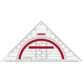 Brunnen 104975923 Geometry Triangle Colour Code (for School and Office, 16 cm, Shatterproof, Ergonomic Handle) Red/Red