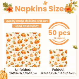 Fall Pumpkin Napkins Pumpkin Cocktail Napkins Party Supplies 100pcs