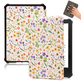 Fancity Compatible with 6.8 Inch Kindle Paperwhite 11th Generation Case, Soft TPU Case with Wrist Strap, Intelligent Sleep/Wake for Kindle Paperwhite 6.8 Inch 2021 & Signature Edition, Pressed Flower