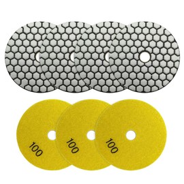 Diamond Dry Polishing Discs - 7 Pieces 100 mm Diamond Polishing Pads Grit 100 Diamond Sanding Pad for Granite Marble Artificial Stone Quartz for Angle Grinders