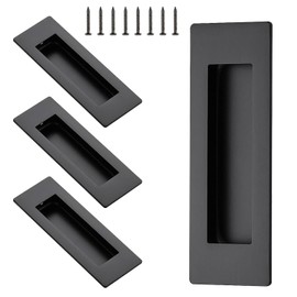 Set of 4 recessed handles for sliding door, stainless steel shell handle, rectangular sliding door handles, cabinet handle in black, cabinet door handle for dressing table, for farm, garden, kitchen,