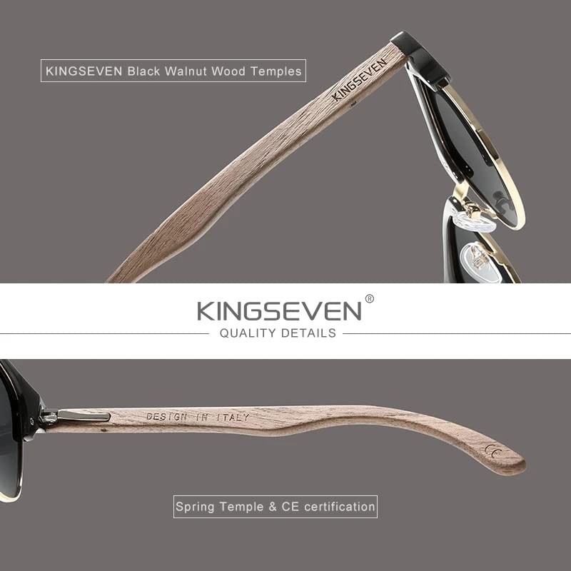 KINGSEVEN Handmade 2023 Sunglasses Made of Black Walnut Wood Men